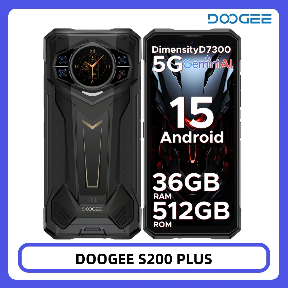 DOOGEE S200 Plus Outdoor-Smartphone 36GB RAM + 512GB ROM Dimensity 7300 11000mAh 66W 6,72 Zoll 120Hz Dimensity 7300 100MP NFC Smartphone