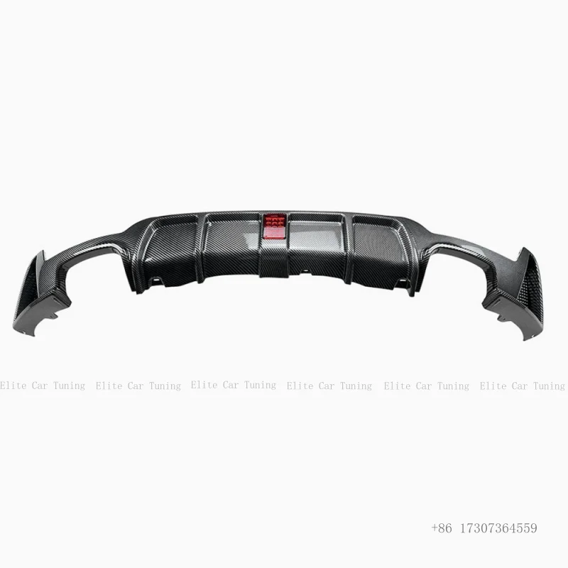 

Carbon Fiber Look Car Parts Dual Sides Double Outlet Rear Diffuser with LED for BMW 4Series F32 F36 2014-2019