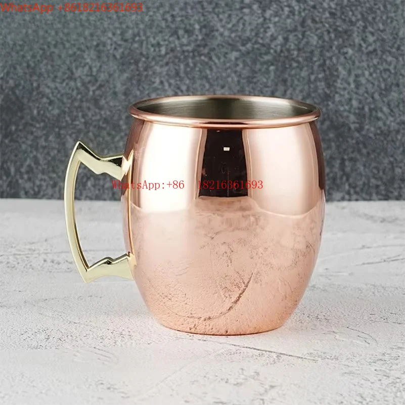 Limited Offer Hammered Copper Plated Moscow Mule Mug Stainless Steel Cocktail Metal Cup Bar Water Drinking Vessel