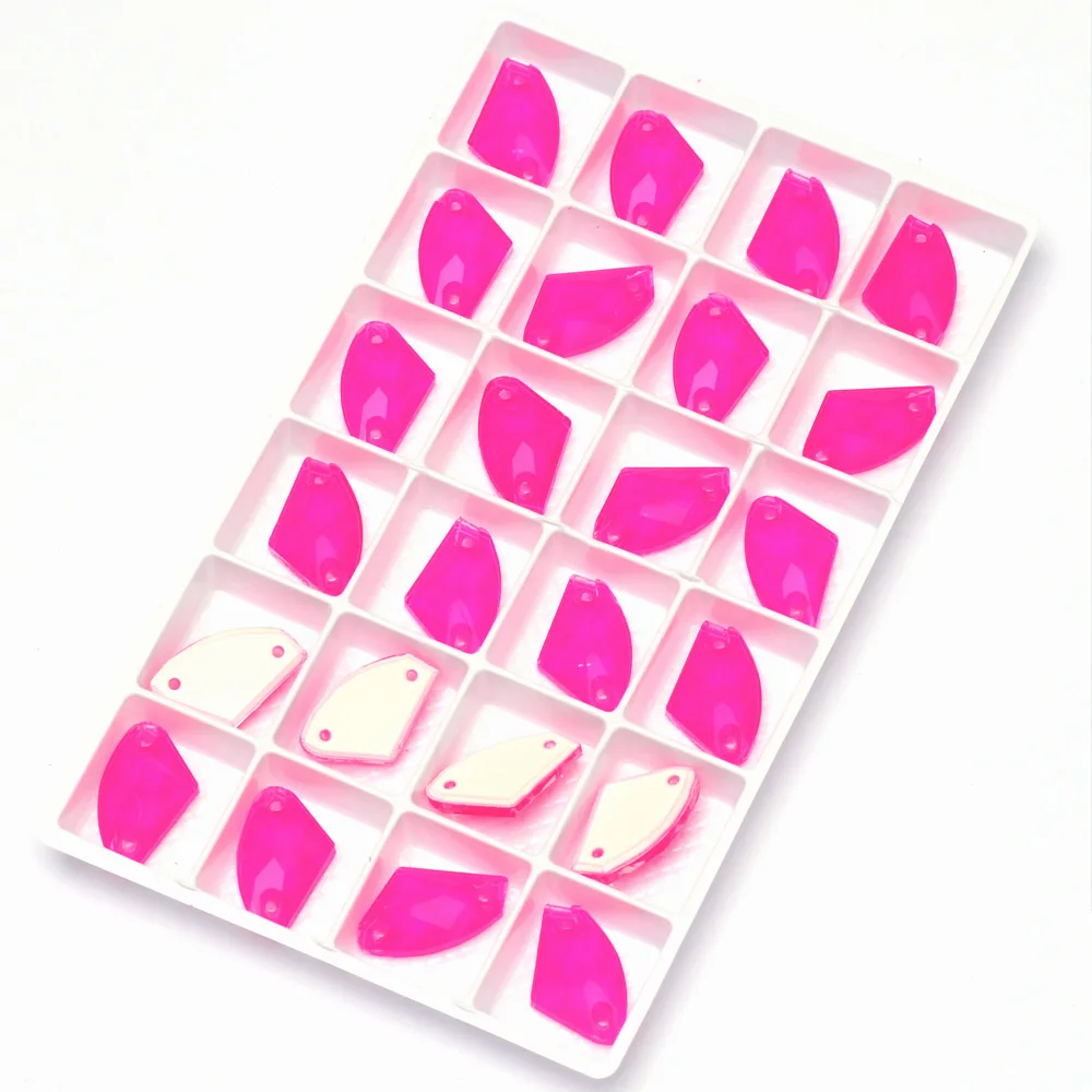 Neonfarbene K9-Glassteine mit galaktischen Kanten und Facettenschliff, flache Rückseite, Strasssteine zur Dekoration von Hochzeitskleidern, aufnähbare Kristalle – Detail 14