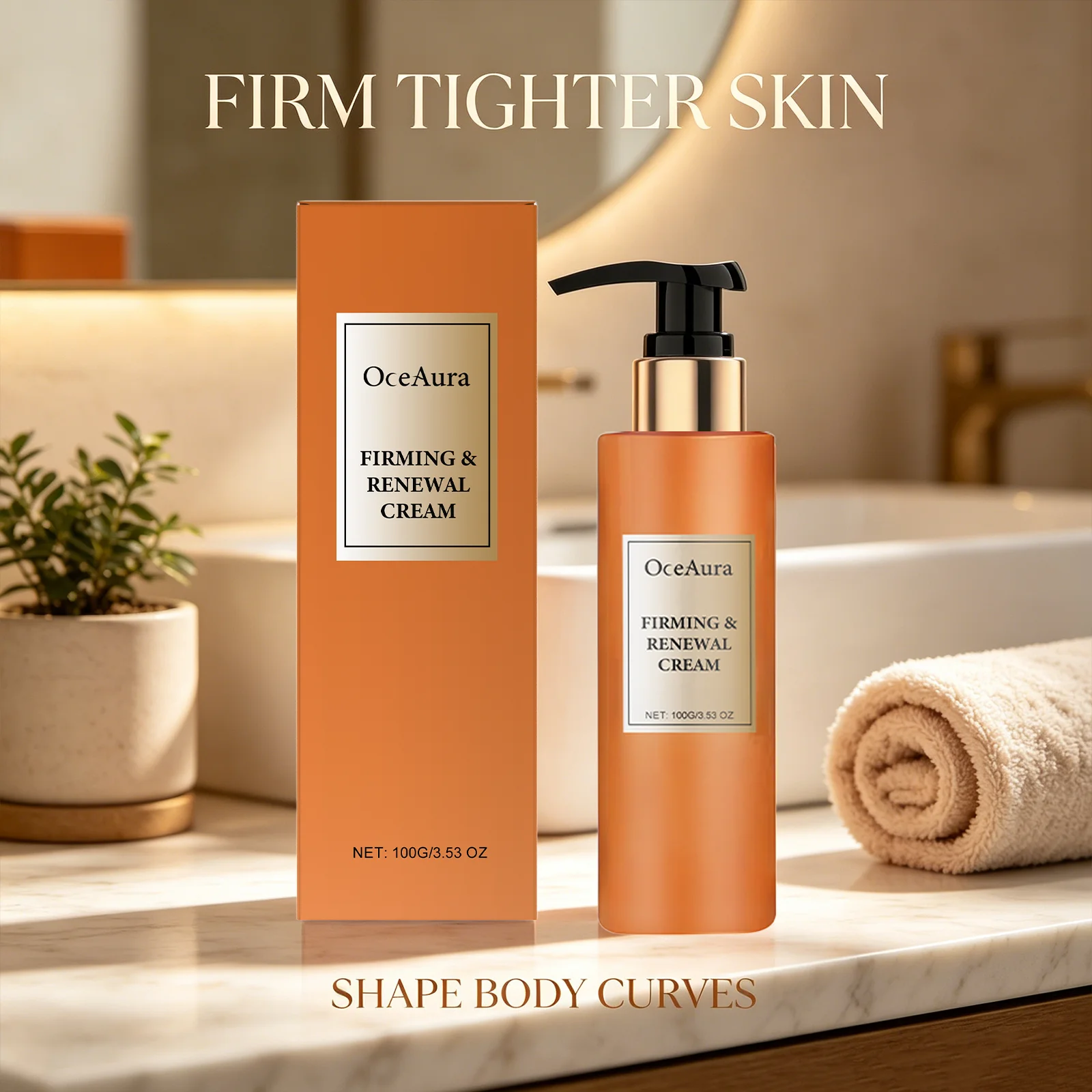 OceAura Firming & Renewal Cream Stretch Mark Fading Deep Moisturizing Even Skin Tone Smoothing Hydrating Body Firming Lotion 