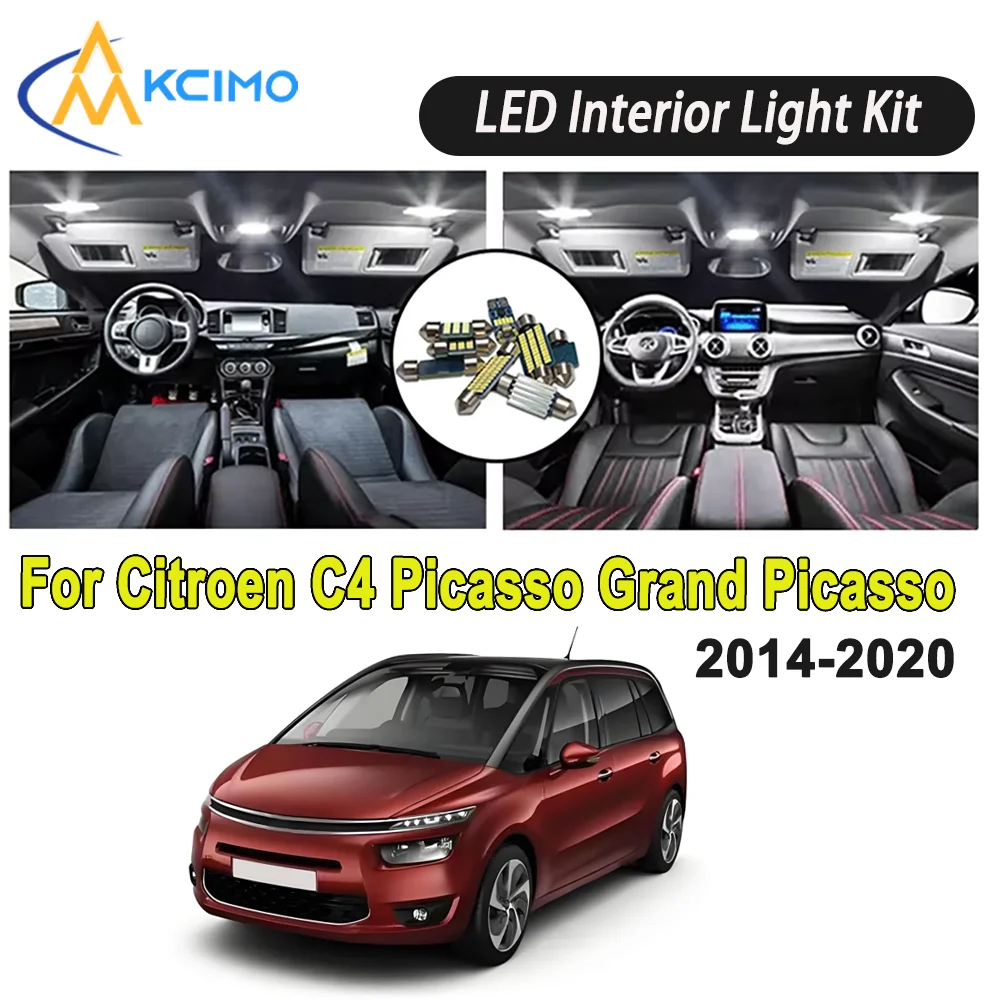 

Новая лампочка для Citroen C4 Picasso Grand Picasso (2014-2020), яркий светодиодный светильник премиум-класса для внутреннего освещения с куполом и картой, комплект автомобильного светодиода