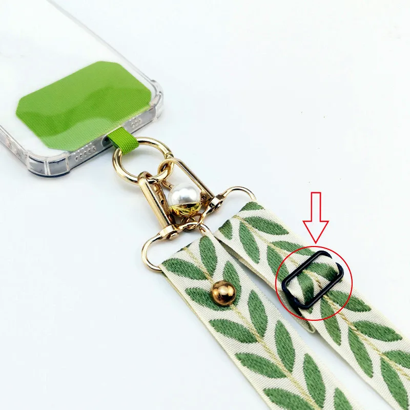 Adjustable Long Mobile Phone Lanyard Crossbody Card Neck Cord Clip Hang Lanyard Pearl Hanging Ornaments Charm Anti-lost Lanyard