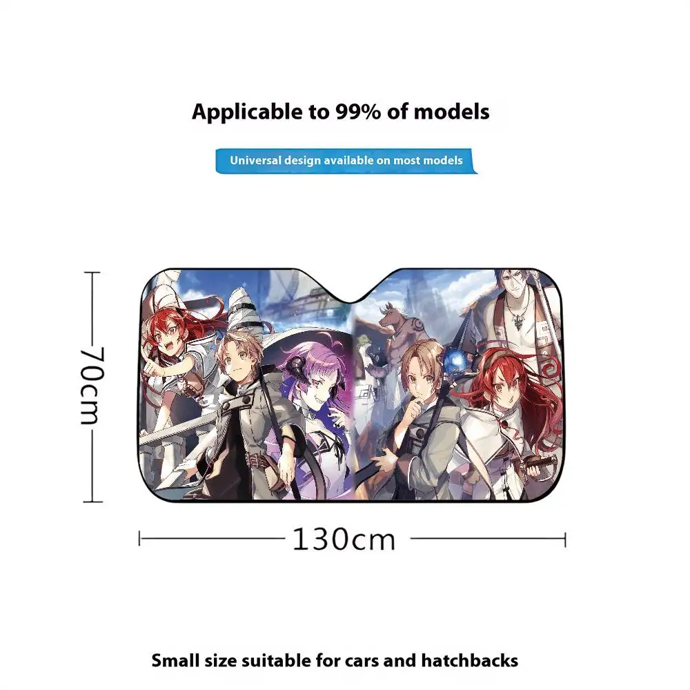 Mushoku tensei pára-sol do carro cortinas pára-brisas janela dianteira viseira 70x130cm viseira de sol solar proteger xadrez presente novidade carro