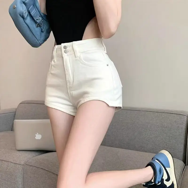 

Hot Girl High Waist Denim Shorts for Women Versatile Slim and Taller A-line Pants