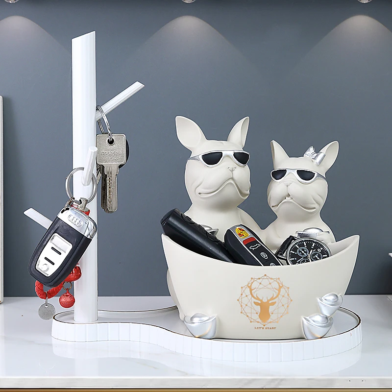 

Современная модная милая практичная пара бульдога, домашний декор, фигурка ключа, дистанционное хранилище для закусок для прихожей, дверного проема