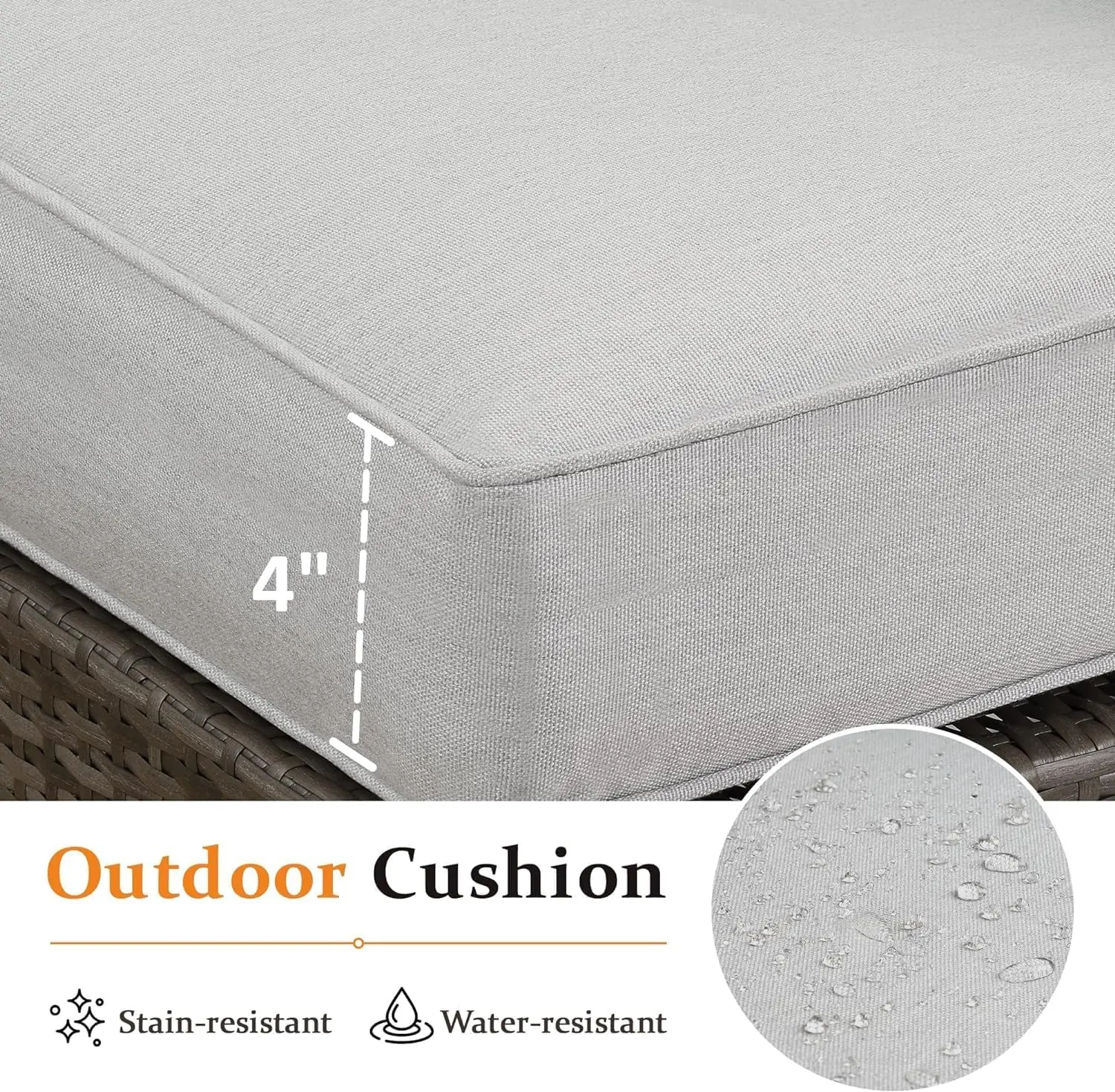 Patio Furniture Set, Outdoor Sectional Sofa with Glass Coffee Table, Wicker Rattan PatioSet with Ottoman for Balcony, Backyard