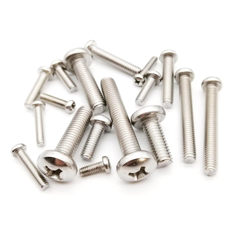 10Pcs 304 Stainless Steel Screws Set Cross Phillips Round Pan Head Screw Bolt For Furniture Cabinet Accessories M2/2.5/3/4/5