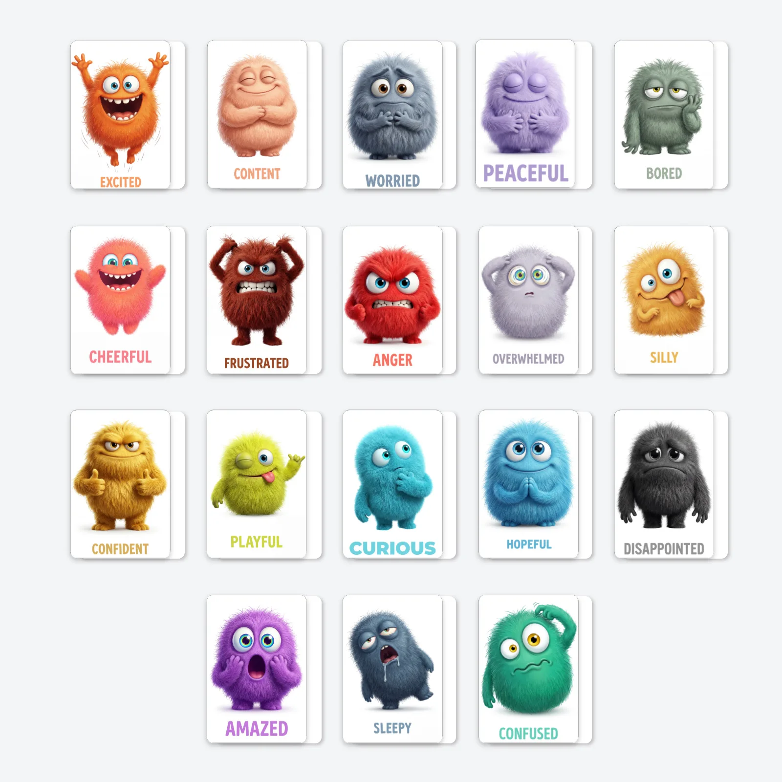 36-teiliges Monster-Emotionskarten-Set, Sozial-Emotionales Lernmaterial, Plüsch-Monster-Gefühlskarten für Kleinkinder, Vorschulbildung – Detail 11