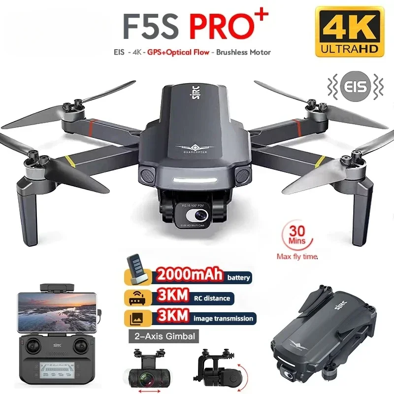 SJRC F5S Pro Drone 4K Profesional 2-Axis Gimbal  Drones With Camera HD 4K FPV Dron Brushless Motor Foldable 3KM RC Quadcopter