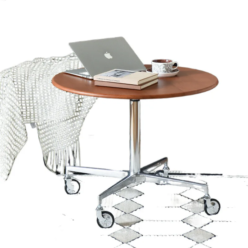 Nordic all solid wood coffee work table stainless steel negotiation table can be lifted and moved