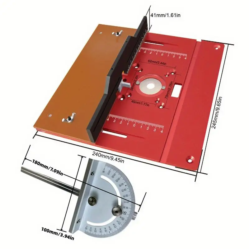 Placa de inserção de roteador, escala transparente, placa de inserção de roteador multifuncional com furo central, ferramentas para trabalhar madeira, corte de madeira