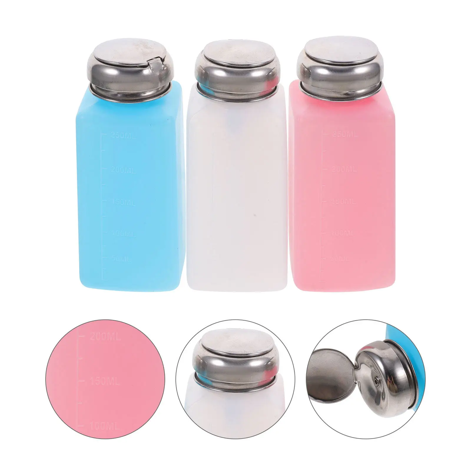 

3Pcs Empty Press Bottle for Nail Remover Compact Portable Leak Proof Liquid Container Press Pump Bottle for Travel