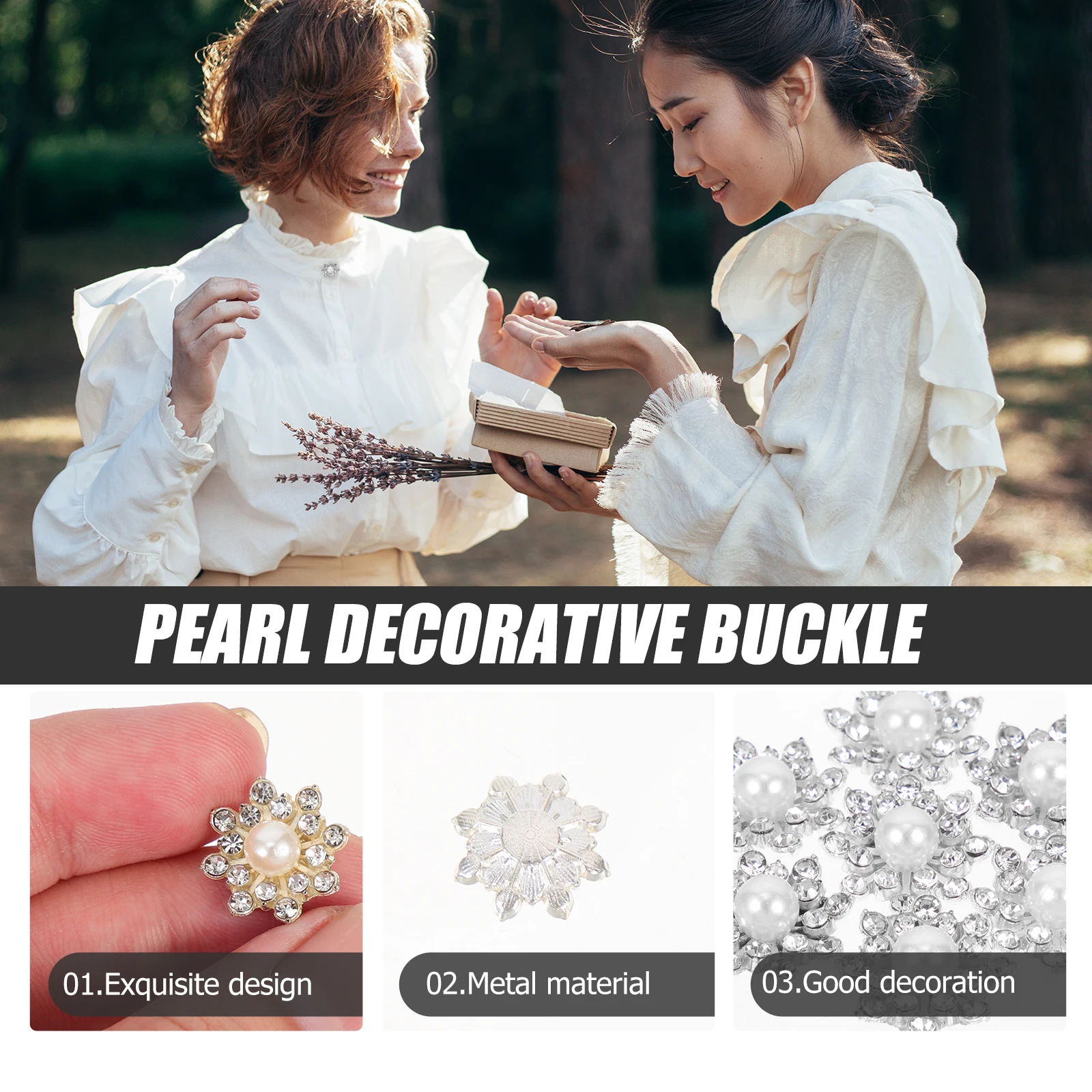 

30Pcs Decorative Snowflake Pearl Buttons Multipurpose Metal Buttons for DIY Clothing Decorations Wedding Dress Craft Supplies