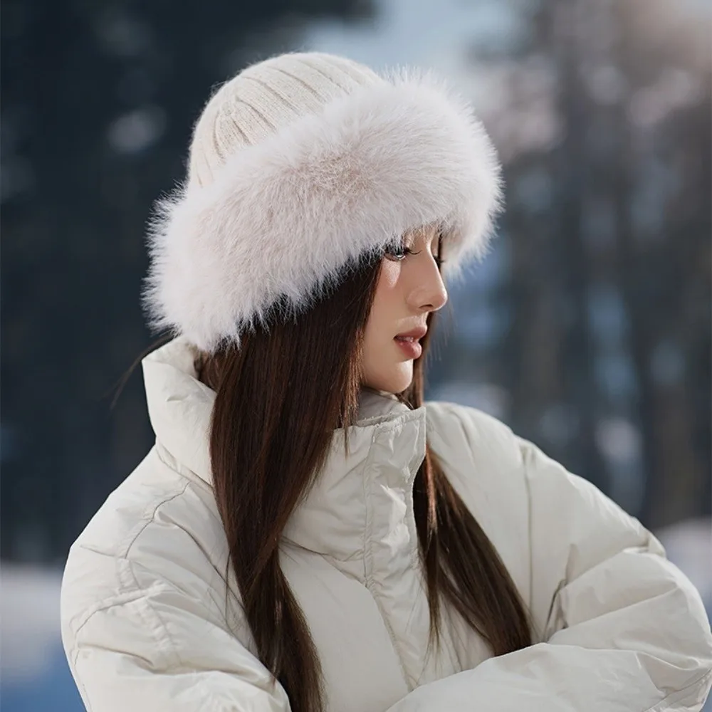 سماكة الشتاء المرأة قبعة الفراء الدافئة دون حافة الباردة واقية الدافئة حماية الأذن قبعات الصياد أدوات الاحترار