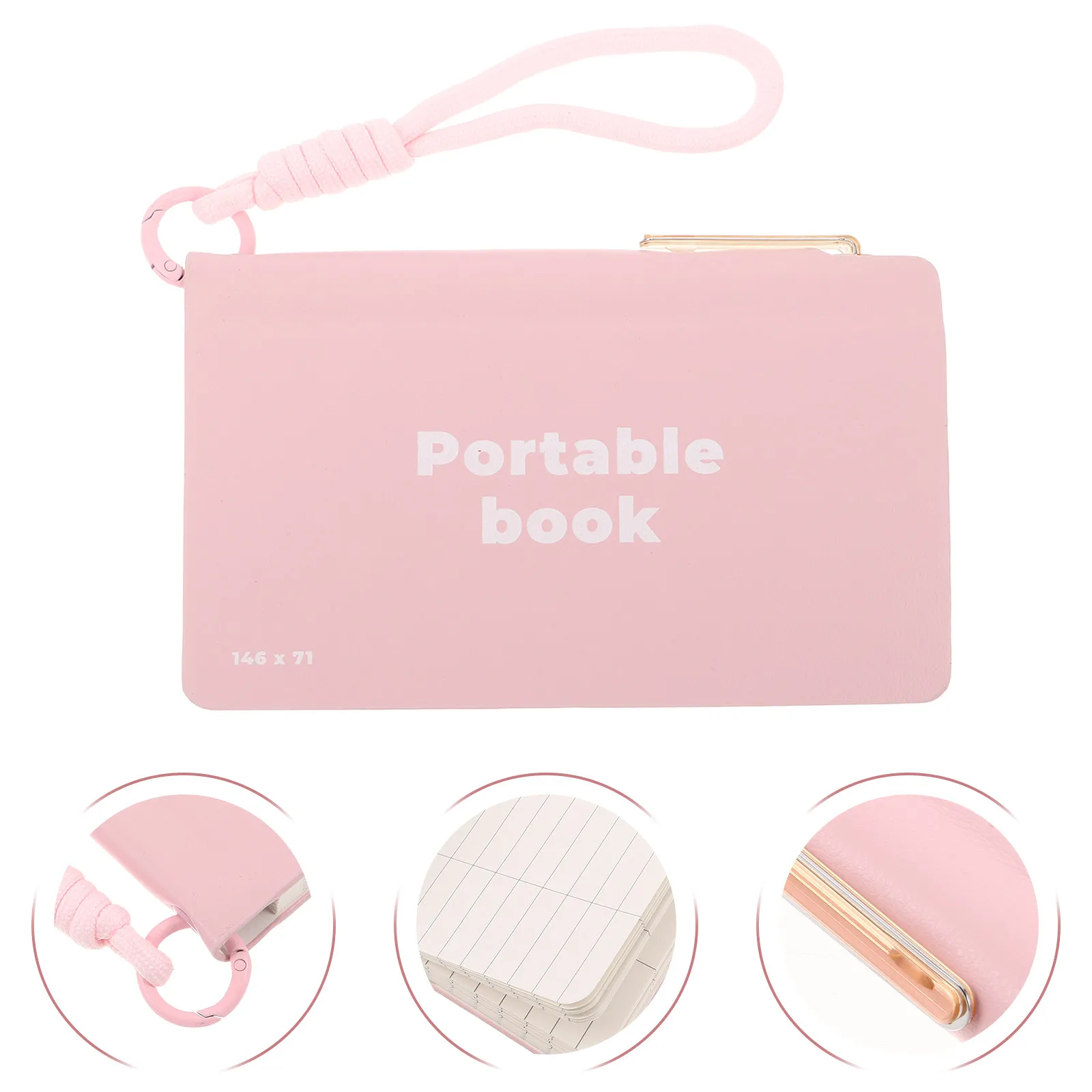 

Mini Portable Memo Pad PU Pocket Notebook with Silent Pen Holder Compact Purse Size Notepad for Desk Travel Note Taking