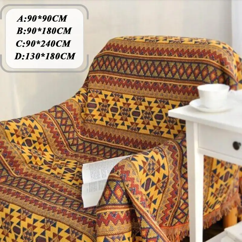 Improved Winter Cotton Woven Line Blanket Sofa Towel Knitted Thickened Warm Pad Mat Bohemian Boho Throw Travel Bedspread