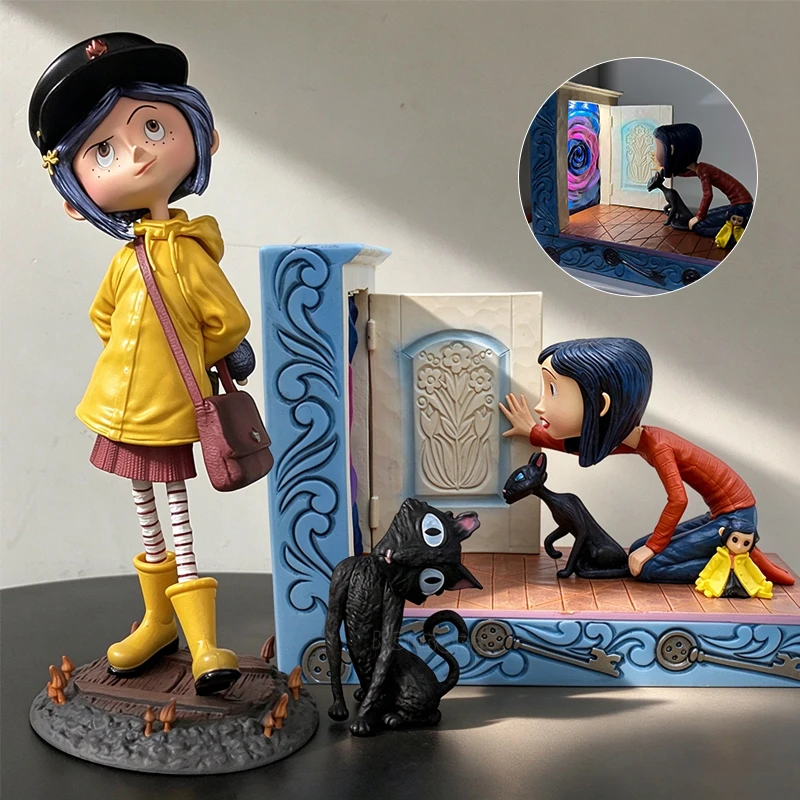 20cm Coraline & die Geheime Tür Anime-Mädchenfigur Coraline Actionfigur Mr. Bobinski/Wybie/Die Katze Figurine Modellpuppe Spielzeug Geschenk