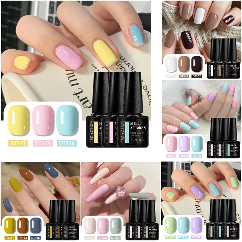 Juego de 3 esmaltes de uñas en gel de color macaron, sin HEMA ni TPO, semipermanentes, remojables, barniz de gel UV para primavera y verano, suministros para uñas, bricolaje