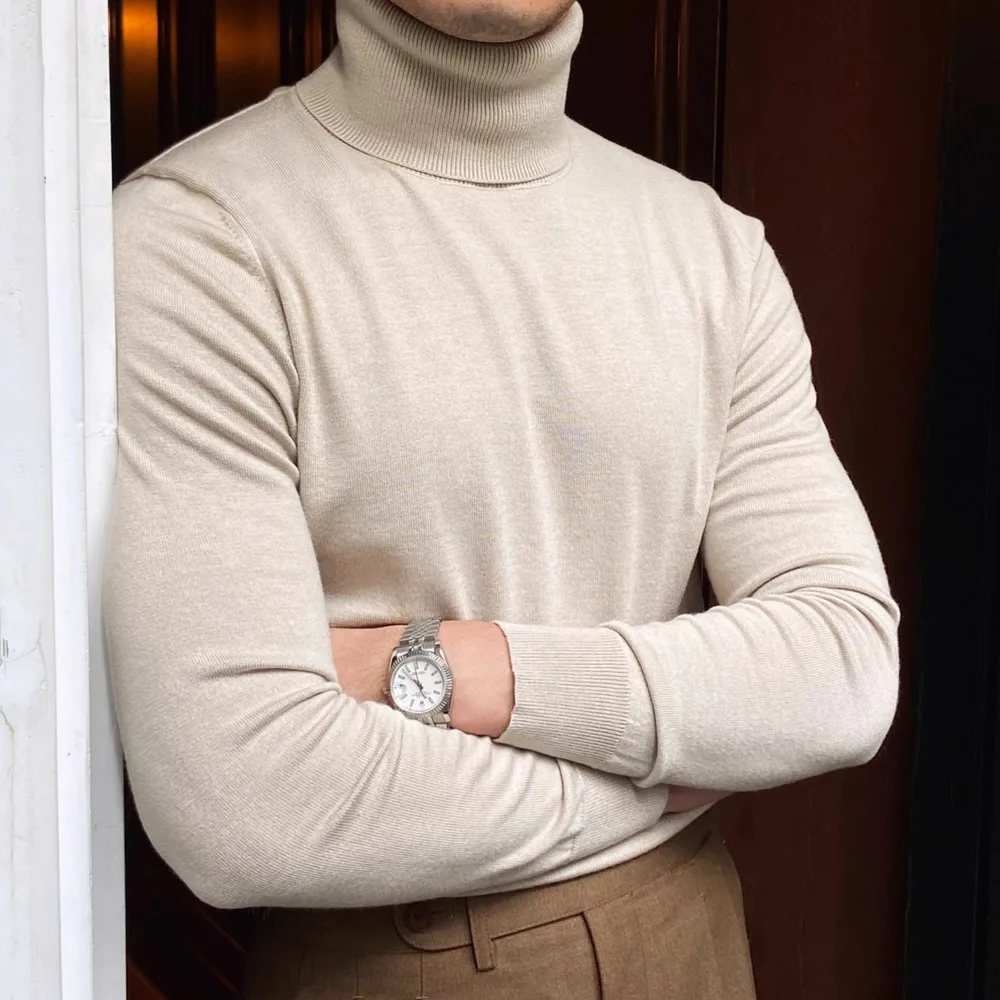 6 Color Knitted Sweater Casual Social Club Outfits Herren Pullover Turtleneck Simple Home Pull Homme Keep Warm Sweater For Men