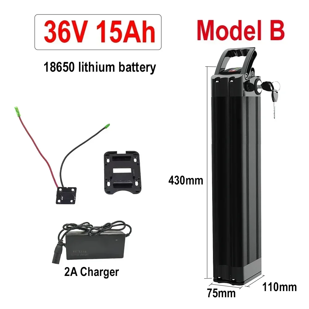 24V/36V/48V Battery Pack 11Ah 15Ah 17Ah 20Ah Silver Fish Li-Ion Batter with 2A Charger, for Silverfish 250W-1000W Bafang Motor image 3