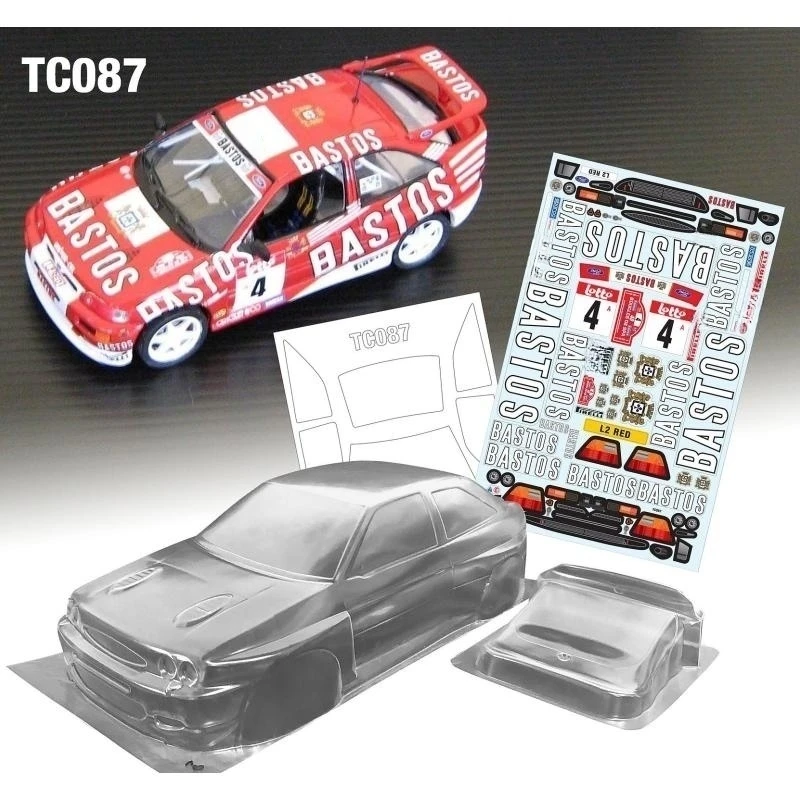 

1/10 Rally Car 190mm Bodies Ford Escort Cosworth Clear Lexan Body Shell W/Reare Wing and Decal Sticker set for Rc Drift Car