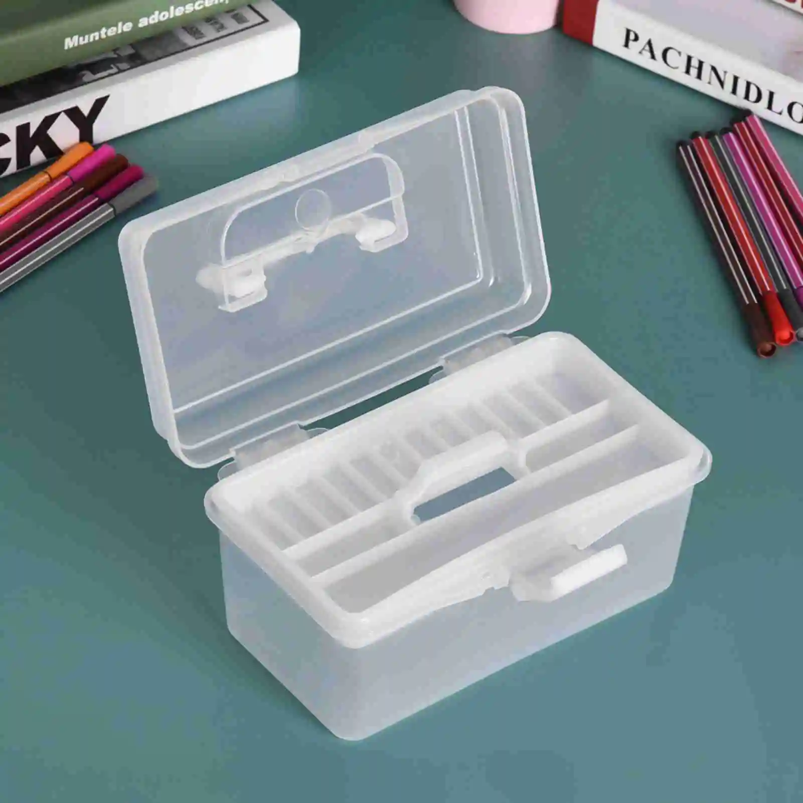 Clear Plastic Art Storage Box Multipurpose Watercolor Oil Painting Supplies Case Portable for Artists Students