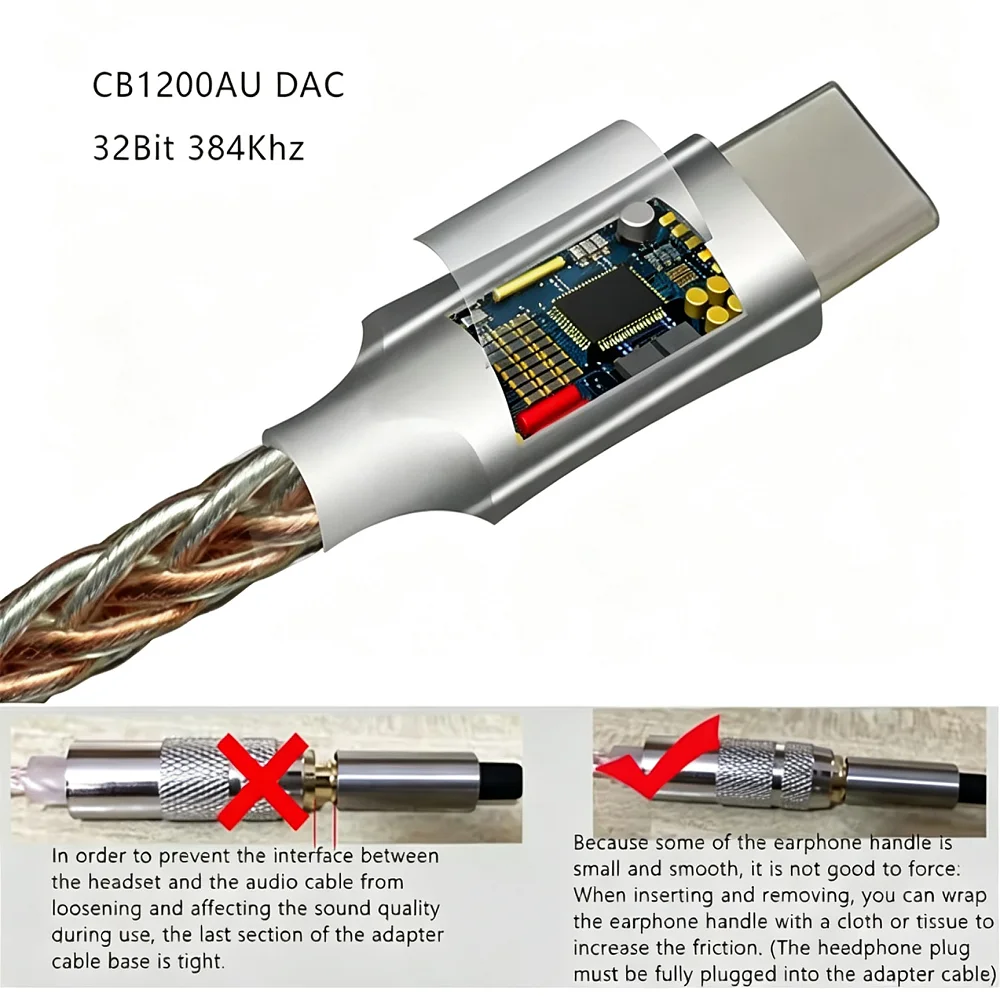 Type C to 3.5mm HiFi DAC Earphone Amplifier USB C Audio Decoder AMP Adapter CB1200AU Chip Sound Card Digital Decoder For Android view 6