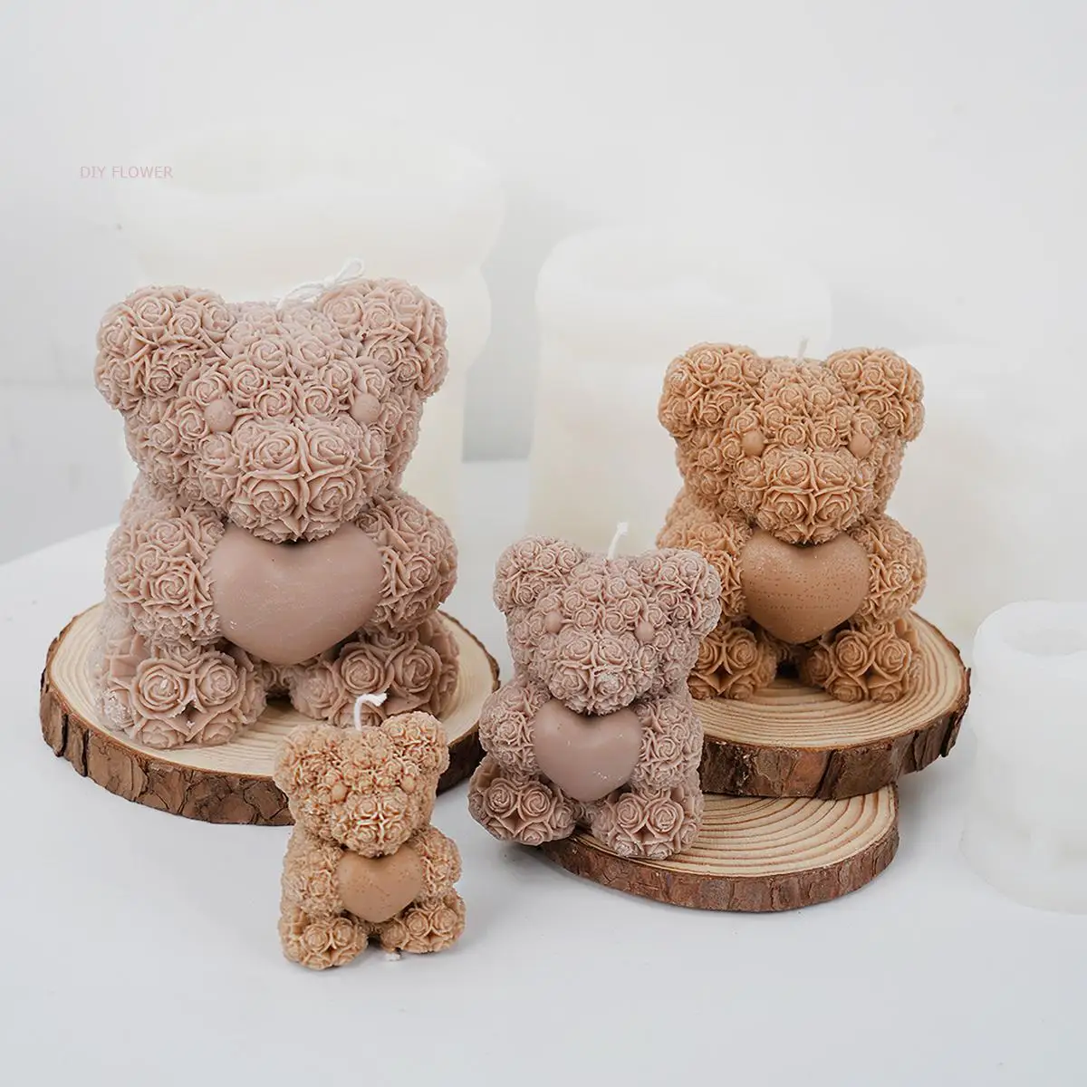 3D Bear Hug Love Silicone Candle Mold DIY Rose Bear Candle Making Supplies Handmade Soap Plaster Resin Mould Wedding Decor Gifts