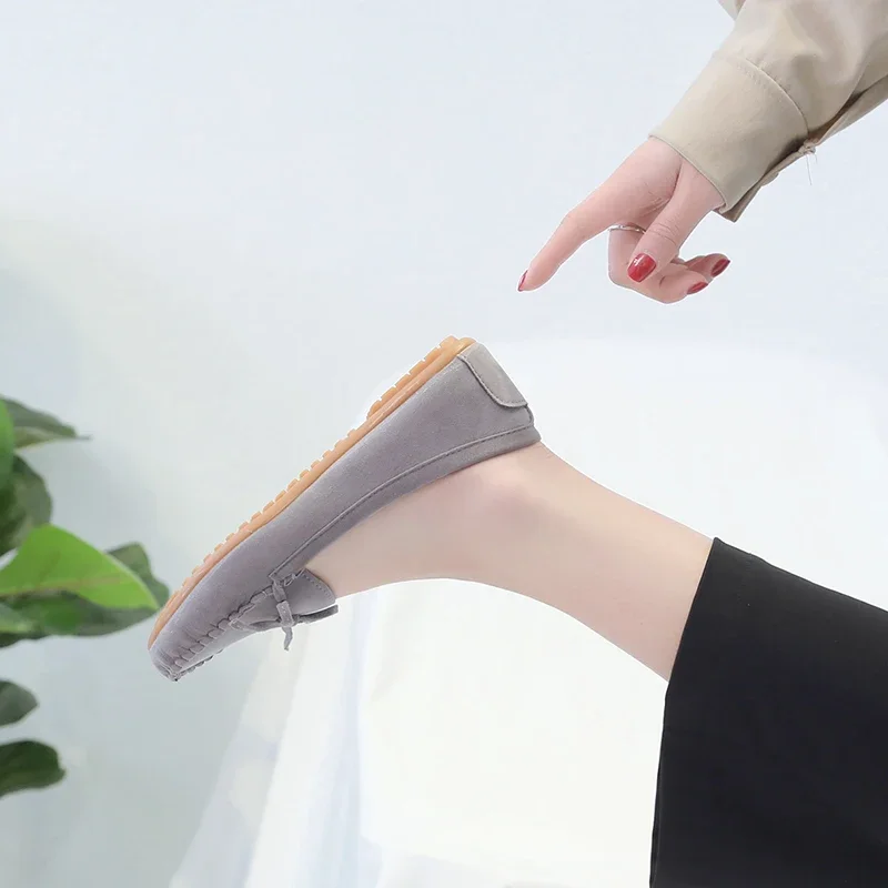 Modische Damen-Slipper mit Rundzehe und Schleife, Weiche Sohle, Slip-On Mokassins, Tägliche Freizeitschuhe – Detail 11