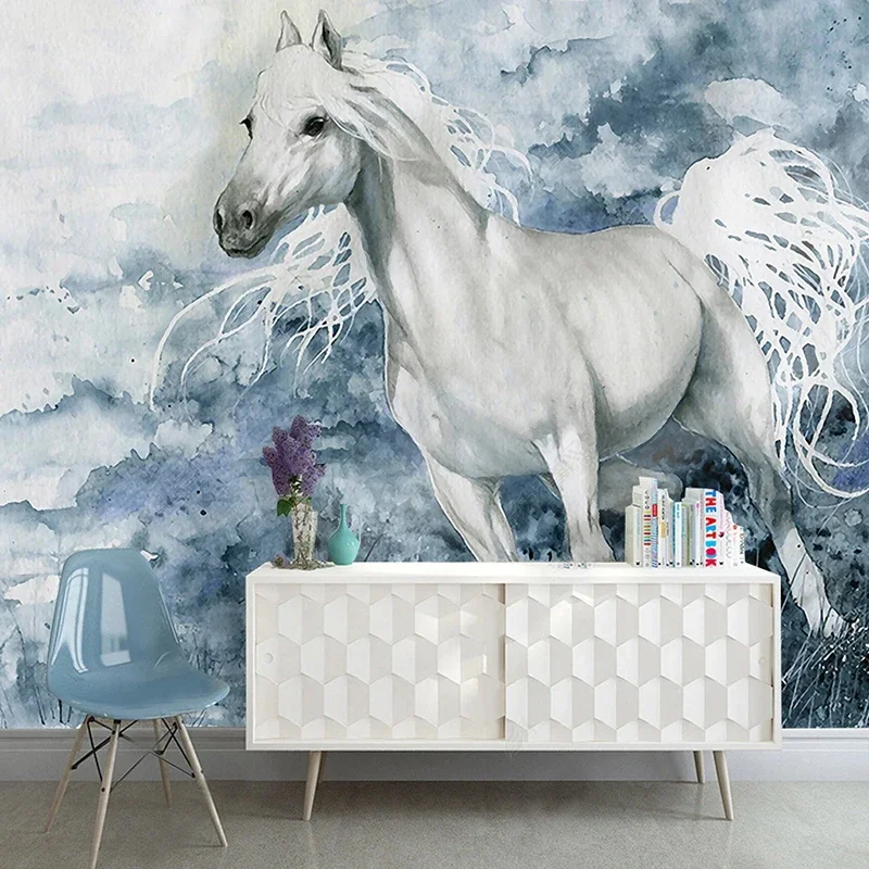 Custom European Oil Painting White Steed 3D Wall Cloth Wallpaper Living Room Bedroom TV Sofa Background Decor Wall Paper Murals