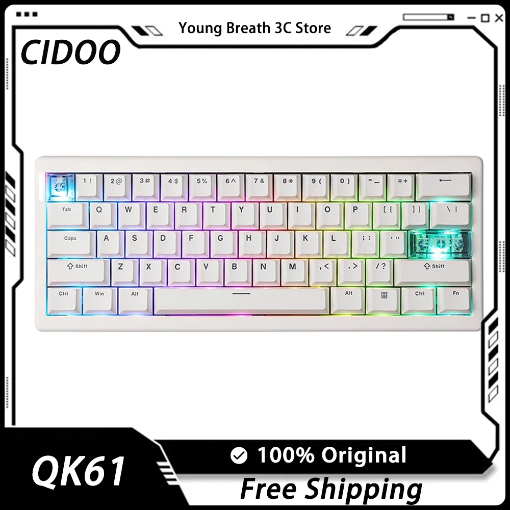 

CIDOO QK61QMK mechanical keyboard 3-mode wireless Bluetooth hot swappable gasket Customizationkeyboard office gaming keyboard