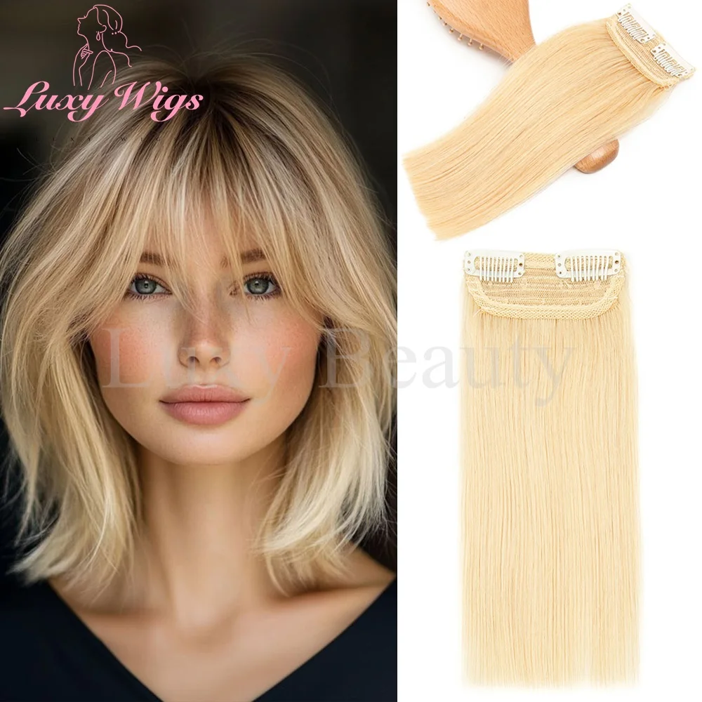 Blonde Mini Clip Human Hair Piece 10-30cm Invisible Hair Pads For Women Hair Extensions Natural Black Brown 2 Clips on Hairpiece