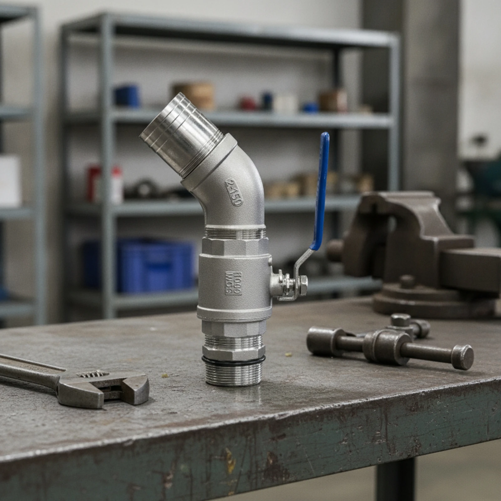 Stainless Steel Dispensing Valve Chemical Resistant Drum Tap with Angled Spout Barrel Tap Rust-Proof Faucet with Handle Manual
