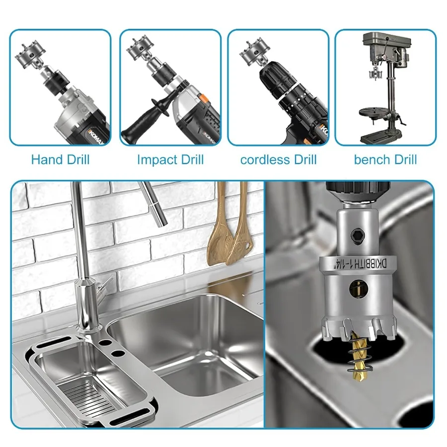 TCT هول المنشار مجموعة 2 حزمة من 1 2 12 مللي متر الثقيلة كربيد التنغستن يميل ثقب القواطع للفولاذ المقاوم للصدأ معتدل الصلب النحاس الحديد B #5