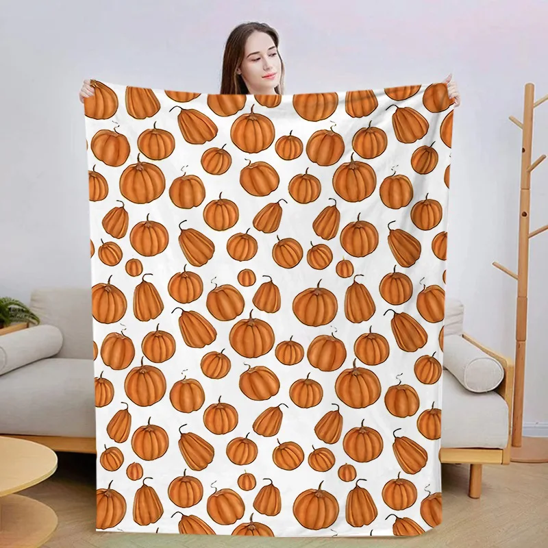 Autumn Thanksgiving Blanket Vintage Pumpkin Maple Leaf Pattern Warm Throw For Luxury Living Room Sofa Bed Couch Home Decoration