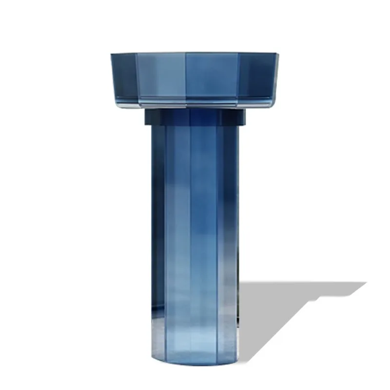 

Modern minimalist color transparent resin column basin designer hotel bathroom all-in-one floor-standing washbasin