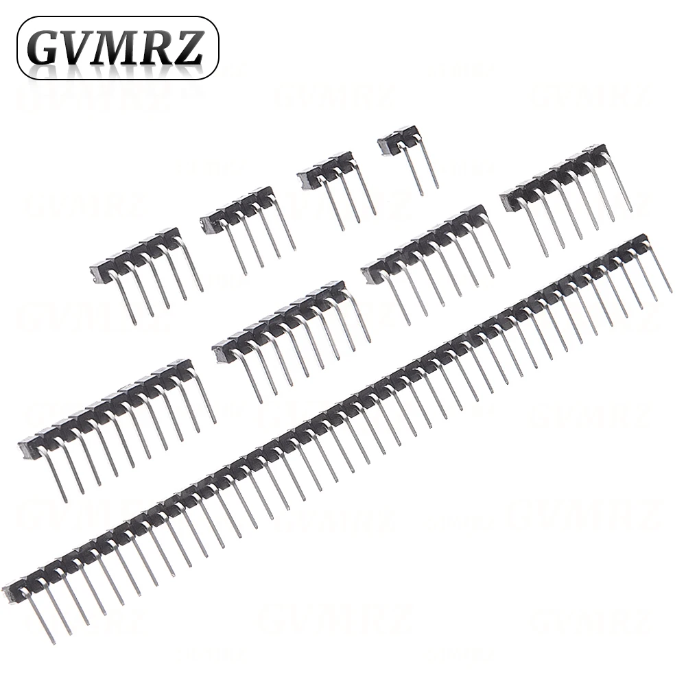 10 Uds 1X/2/3/4/5/6/8/10/40 PIN fila única ángulo recto PIN macho encabezado 2,54 MM conector de tira de paso 3p/4p/6p/8p/20p/40p