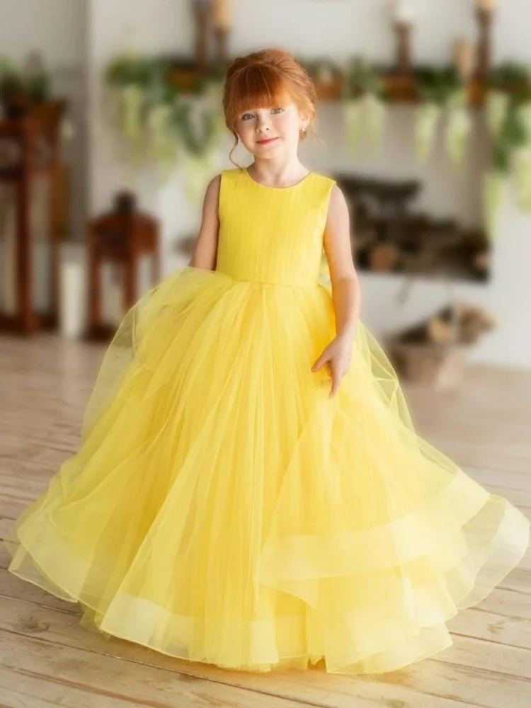 

Solid With Tailing Sleeveless For Wedding Birthday Party Banquet Princess Gowns flower girl dresses for weddings