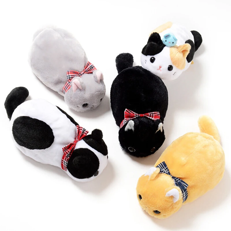 Practical Cute Plush Pencil Case Cat Shape Stationery Holder High Quality Student Practical Office Tool Storage Bag