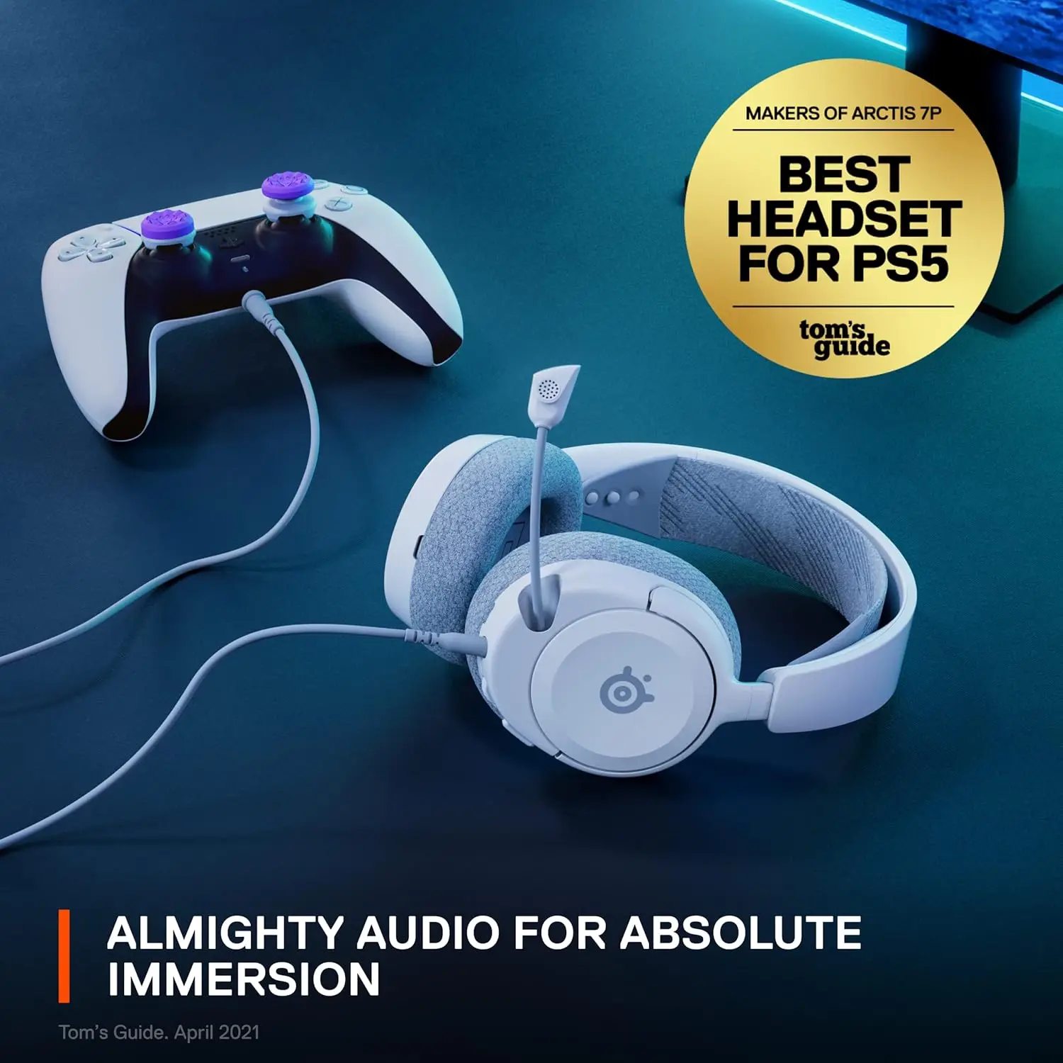 Multi-System Gaming Headset with Hi-Fi Drivers, 360° Spatial Audio, Noise-Cancelling Mic for PS5/PS4, PC, Xbox, Switch - White
