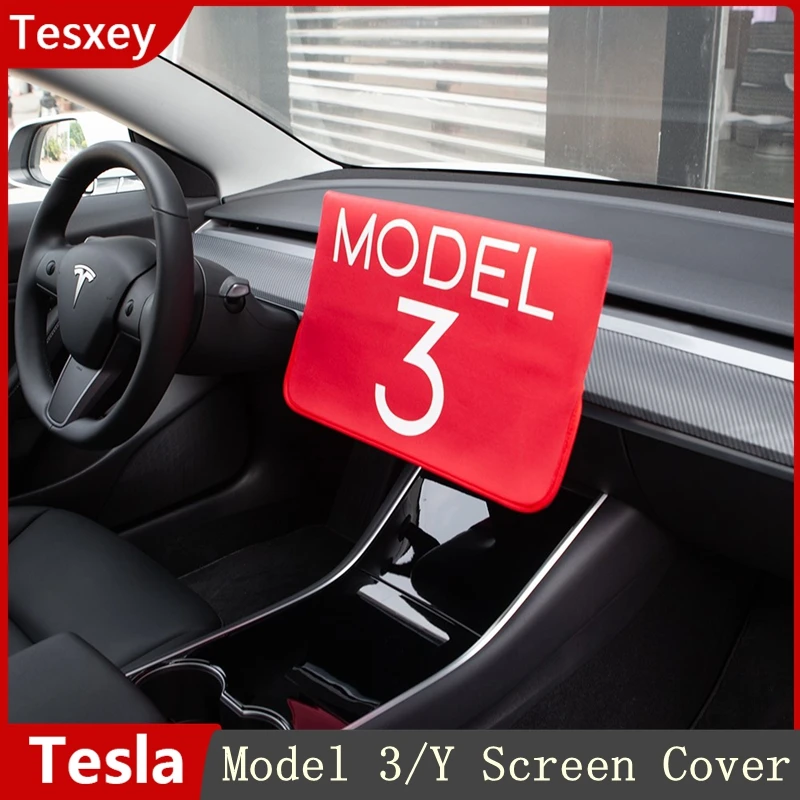 Screen Protector For Tesla Model 3 Y 2017-2022 2023 Slip On Sunshade Screen Protector Waterproof Fabric Navigation Cover