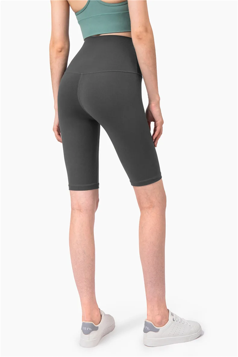 Nova sensação de pele de cintura alta cinco quartos apertados yoga calças de fitn buls confortável camada base leggings