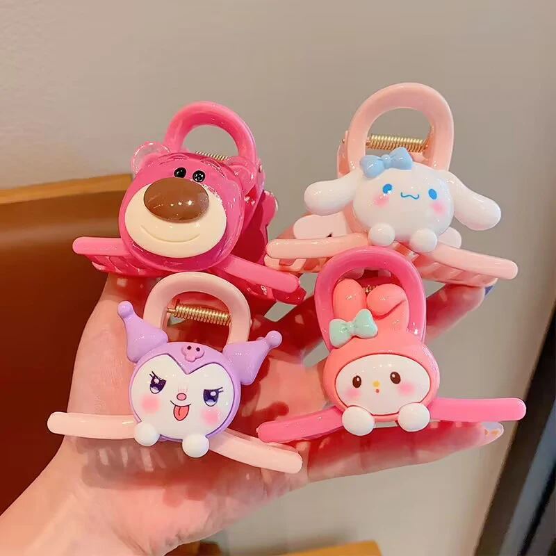 Cute Cartoon Sanrio Kuromi Hair Grips Women Kawaii My Melody Hairpins Girls Cinnamoroll Lotso Hair Claws Kids Birthday Xmas Gift