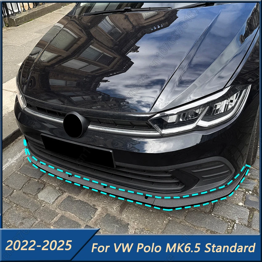 

Car Front Bumper Splitter Lip 3Pcs For VW Volkswagen Polo MK6.5 Standard Version 2022-2025 Tuning Body Kit Guard Black Spoiler