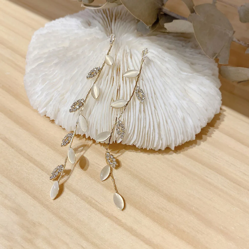 

1 Pair Cat Eye Stone Earrings For Women Dangle Drop Long Leaf Chain Trendy Aesthetic Girls Lightweight Daily Party Wear Earrings