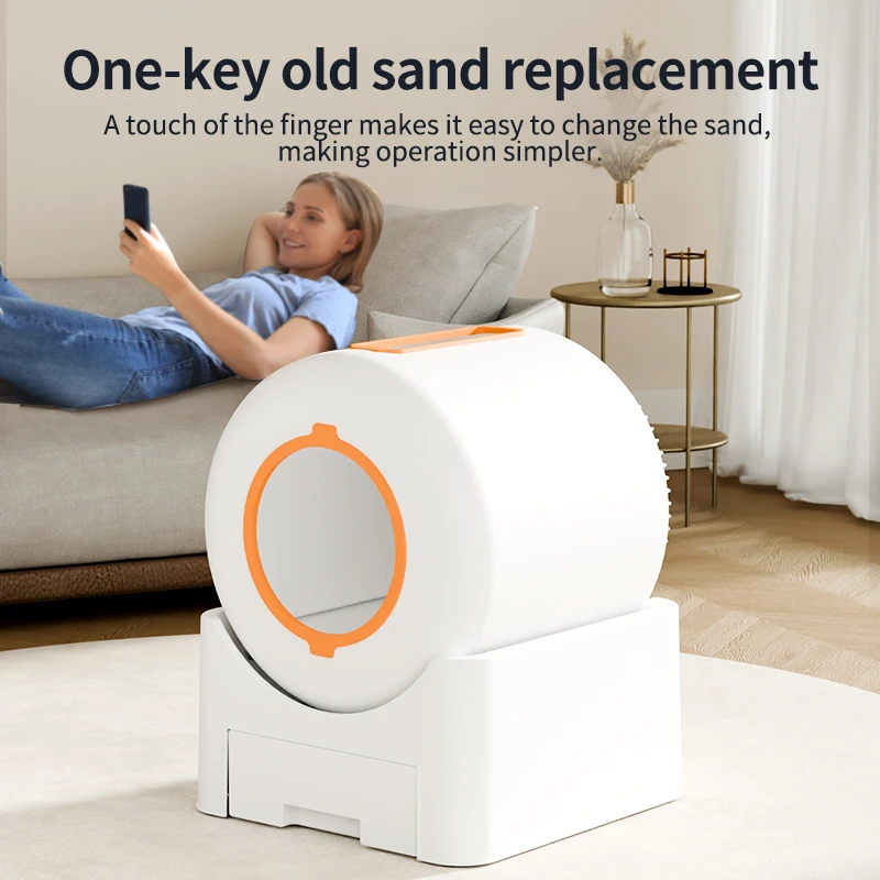 Smart Cat Litter Box Self Cleaning Automatic Cat Toilet 64L APP Control Remove Odor Deodorization Anti-sticking Pet Cat Bedpan