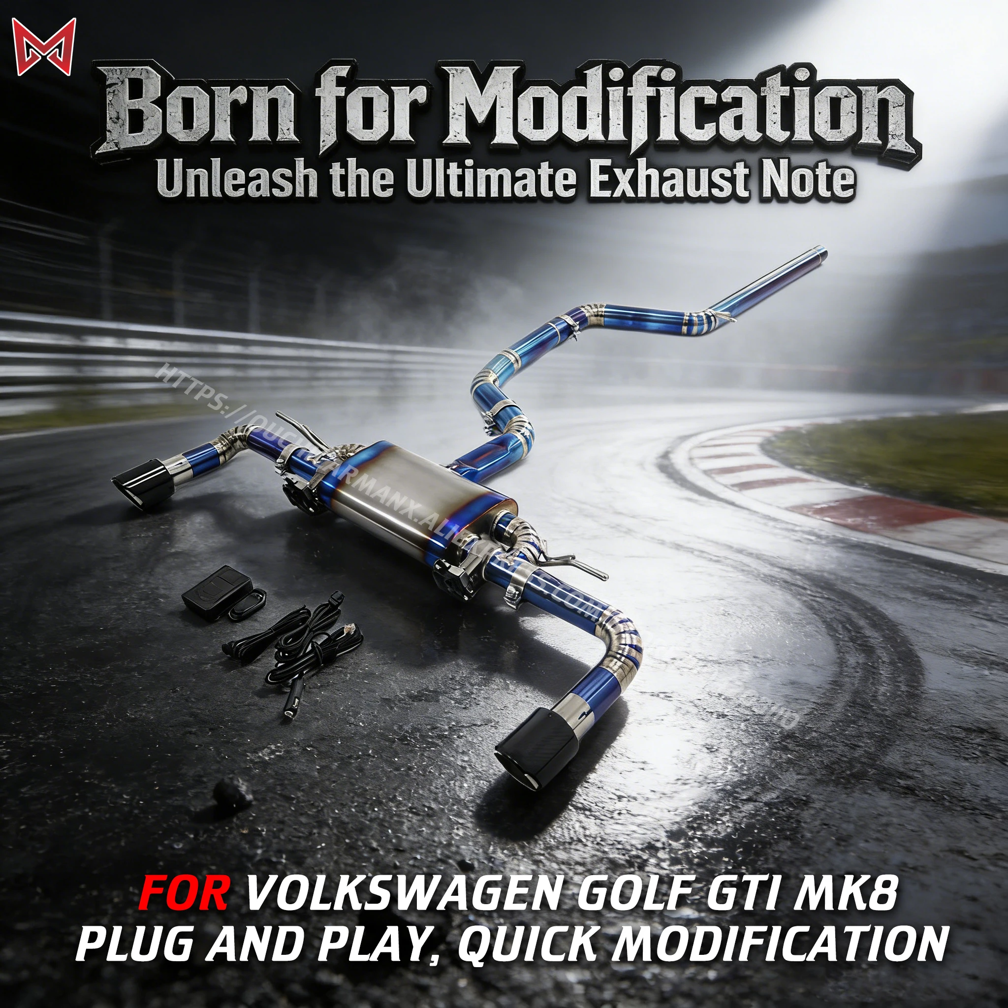 

For Volkswagen Golf GTI catback MK8 Exhaust Ti/SS304 Superior quality Muffler with remote control valve Continuous surprise MANX