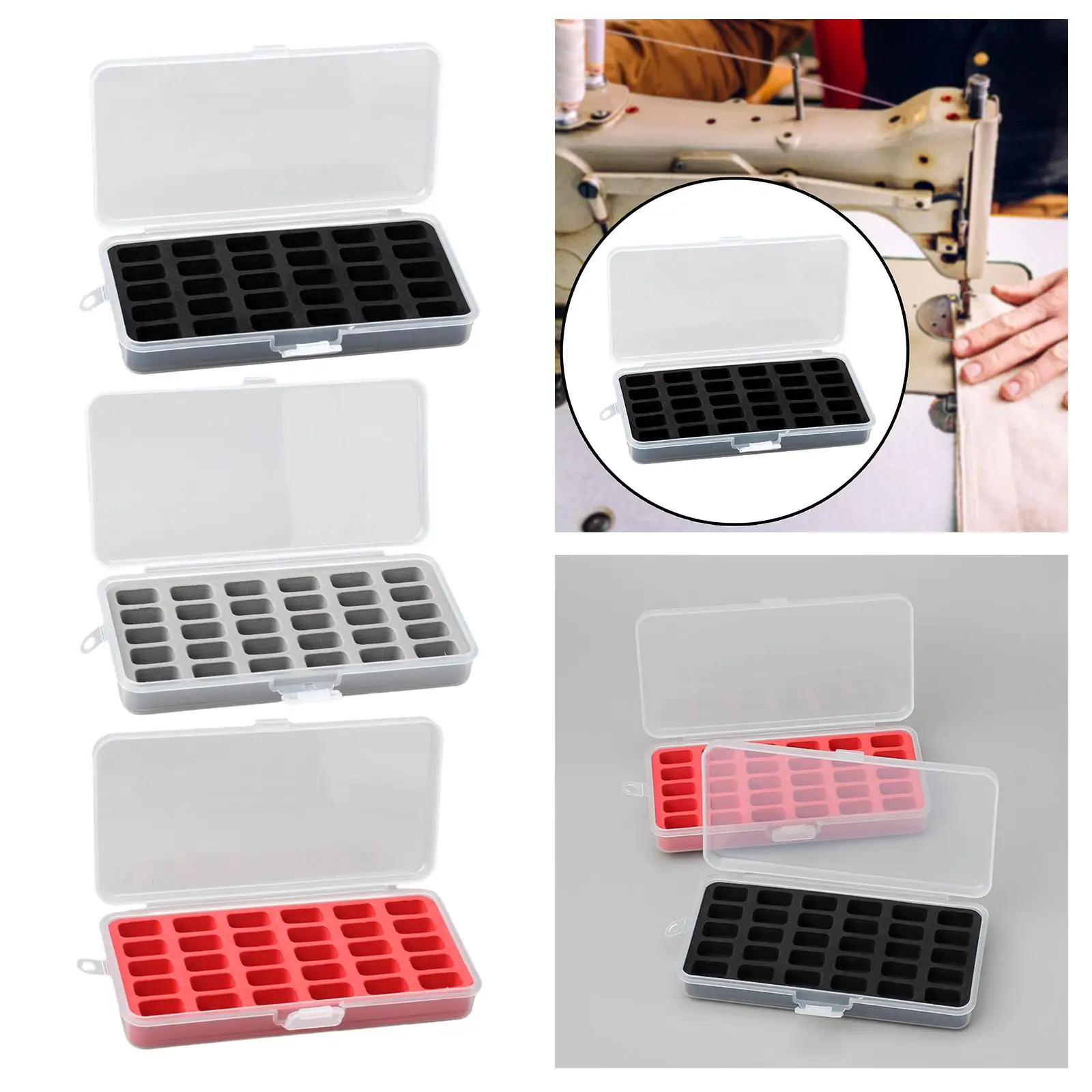 30 Grids Bobbin Box Bobbin Holder Portable Thread Organizer for Sewing Machine Accessories Bobbins Spools Box Bobbin Case