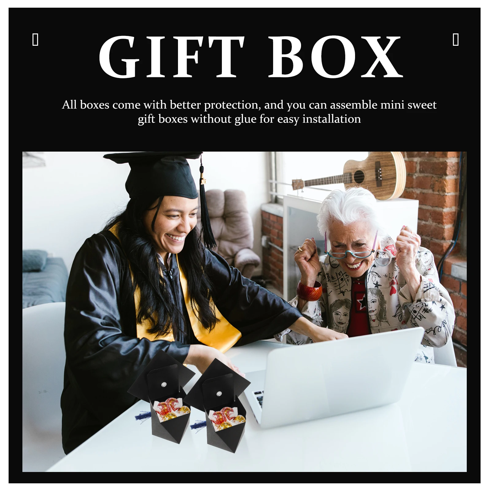 

50pcs Graduation Candy Packaging Yellow Tassel Party Sweets Box Biscuit Case Gift Packaging Box Favor Container